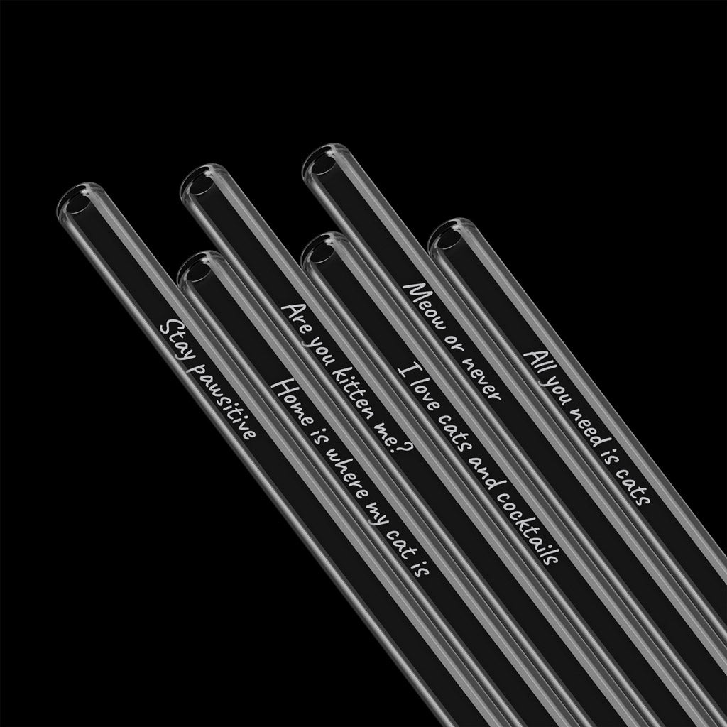 Glasstrohhalme mit Katzensprüchen