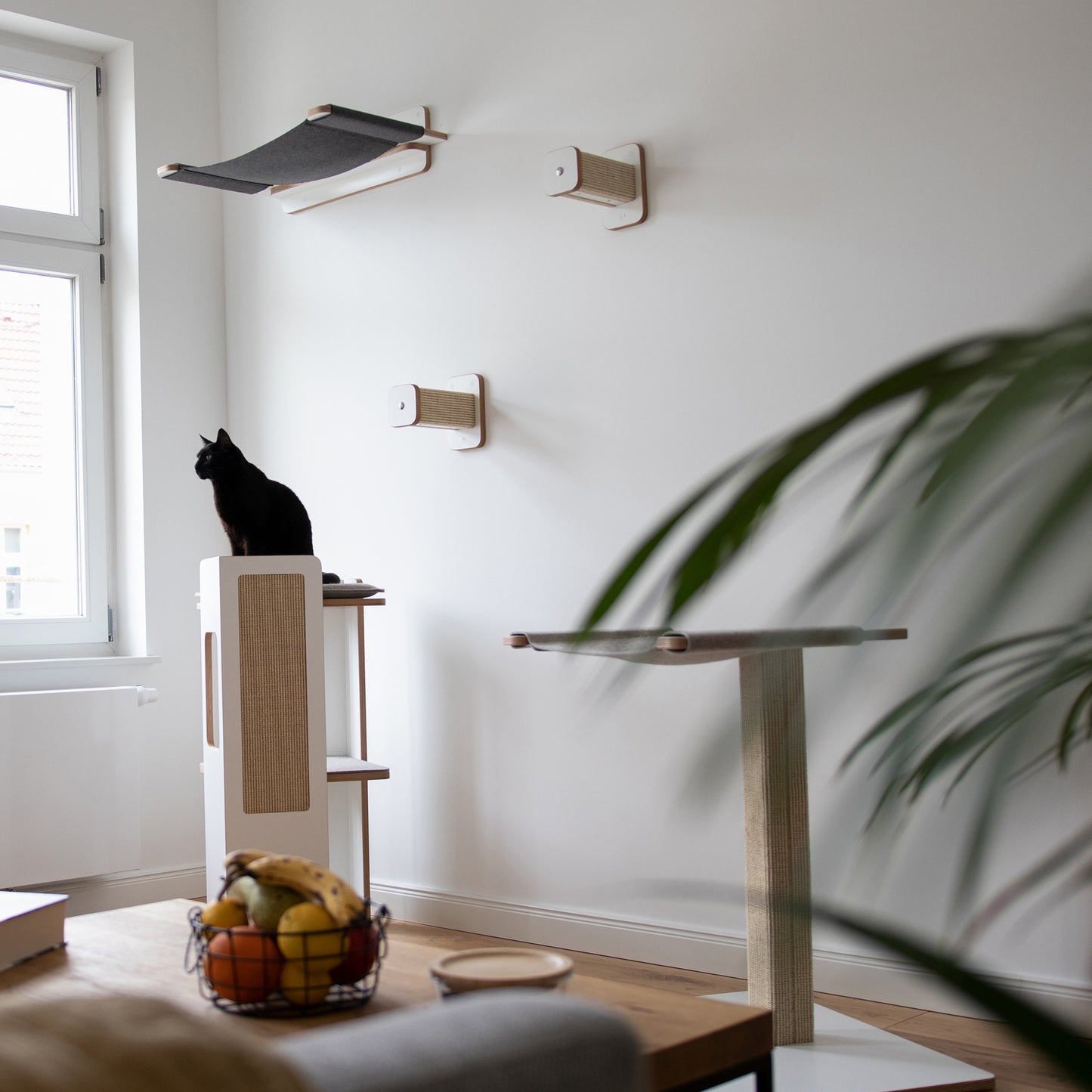 St(r)andmatte | KRATZBAUM aus Sisal mit HÄNGEMATTE für Katzen - Kratzstamm 78cm