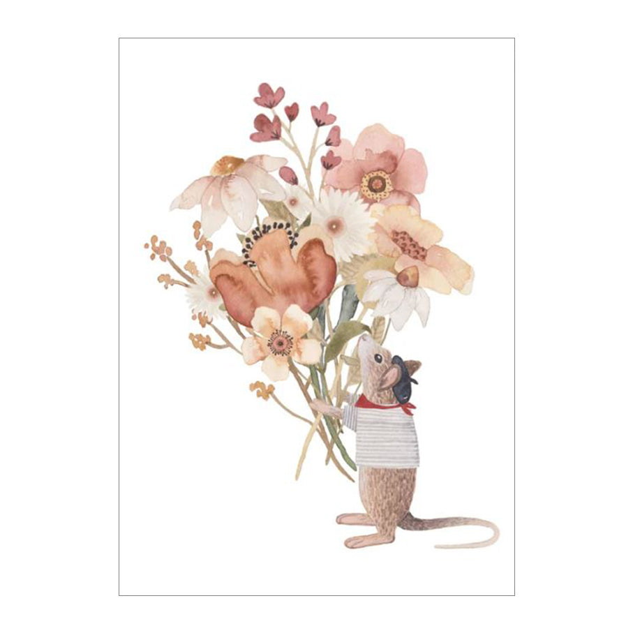 Karte - Maus mit Blumen